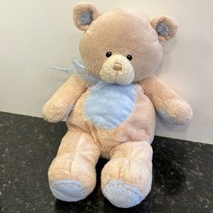 Baby Gund Nursery Blue Bear Tan Teddy Plush Toy Lovey Stitched Belly Paws